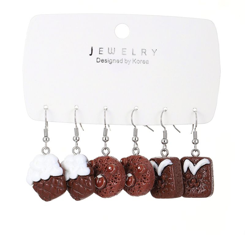 1 Set 1 Pair Cute Saturday Donuts Poached Egg Stoving Varnish Plastic Resin Drop Earrings_voghion.com