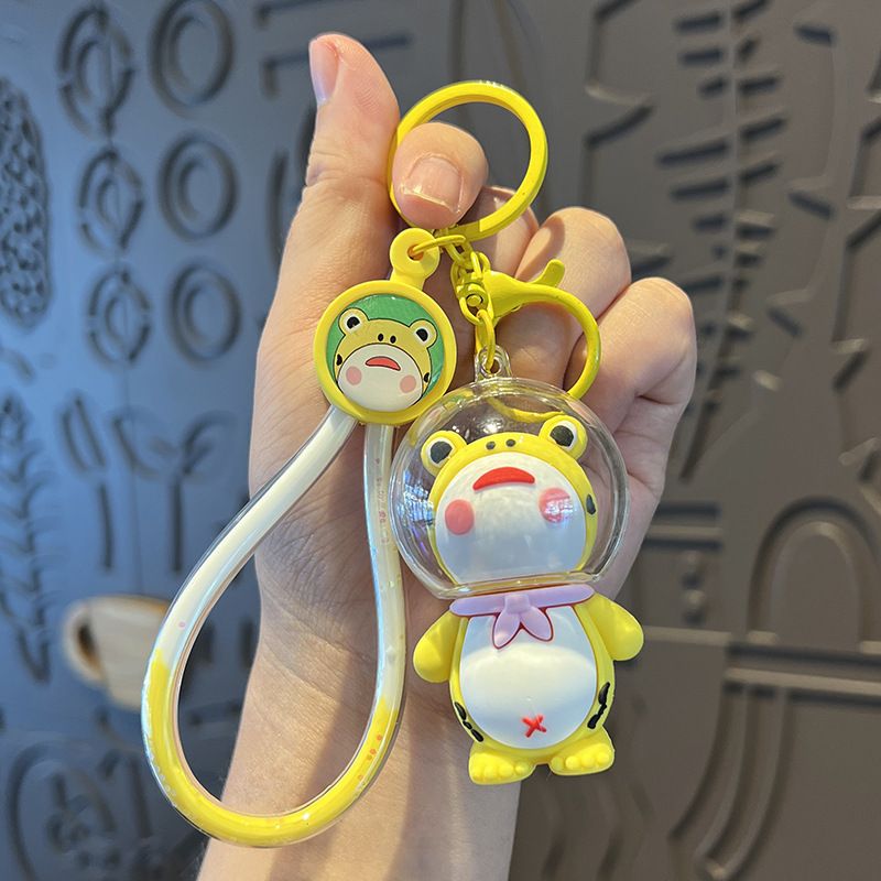 Kreative haube cartoon nette witwe frosch schlüsselbund auto puppe schul zubehör kleine geschenk anhänger_voghion.com