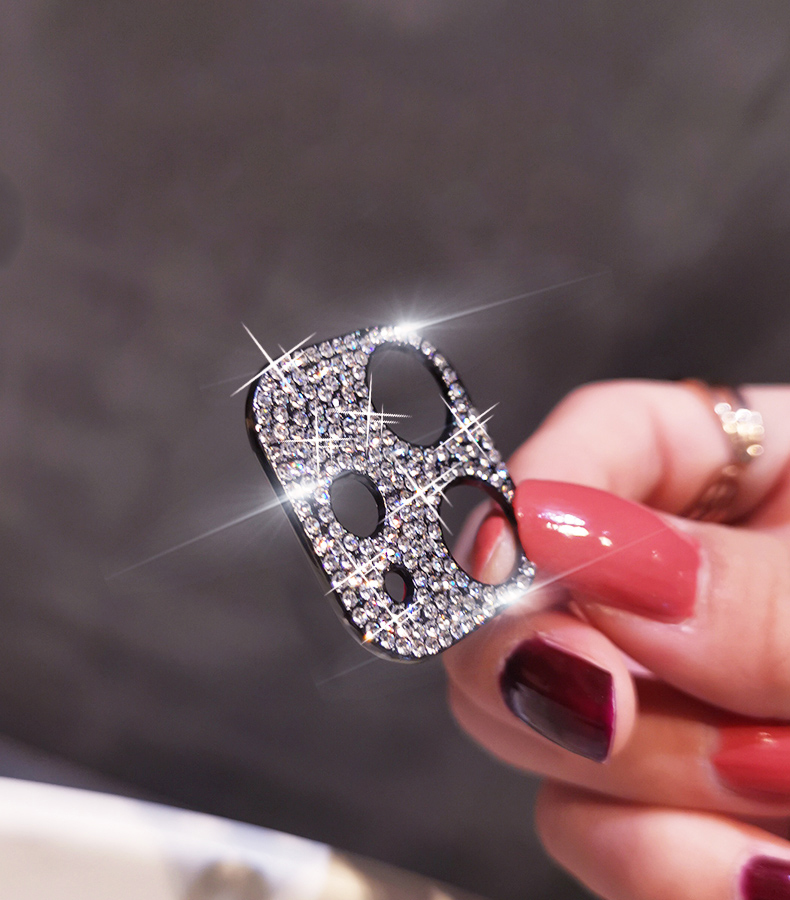 Custodia protettiva per obiettivo della fotocamera con diamante lucido Bling per iPhone 13 12 Mini 11 14 Pro Max Pellicola protettiva per schermo in metallo con strass glitter_voghion.com