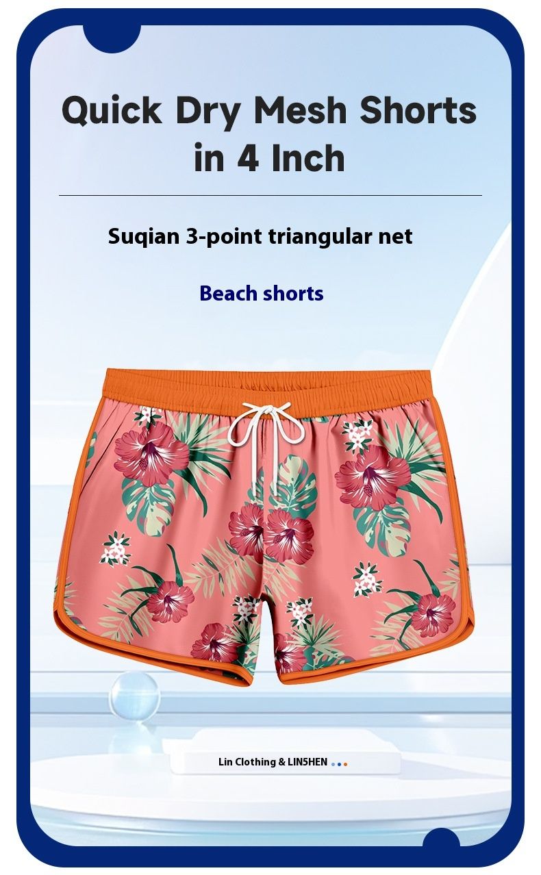 Pantaloni casual estivi stampati, pantaloni da spiaggia in tre parti, pantaloncini da esterno personalizzati ad asciugatura rapida, in rete triangolare, per uomo_voghion.com