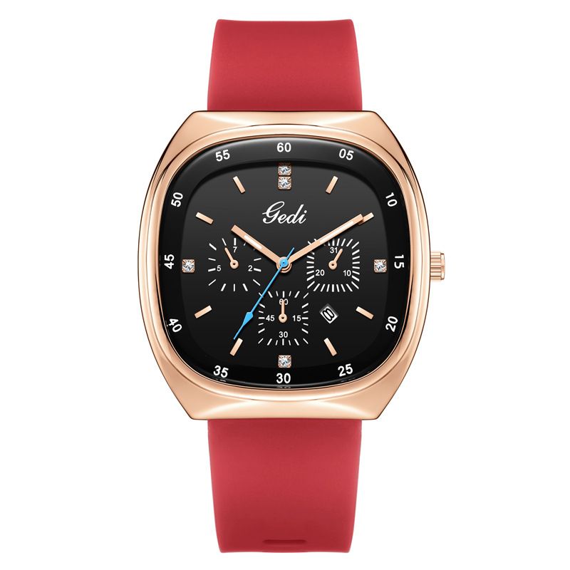 Gordie Niche Large Student High-Value Oval Dial Silicone Women's Light Waterproof Calendar Watch_voghion.com