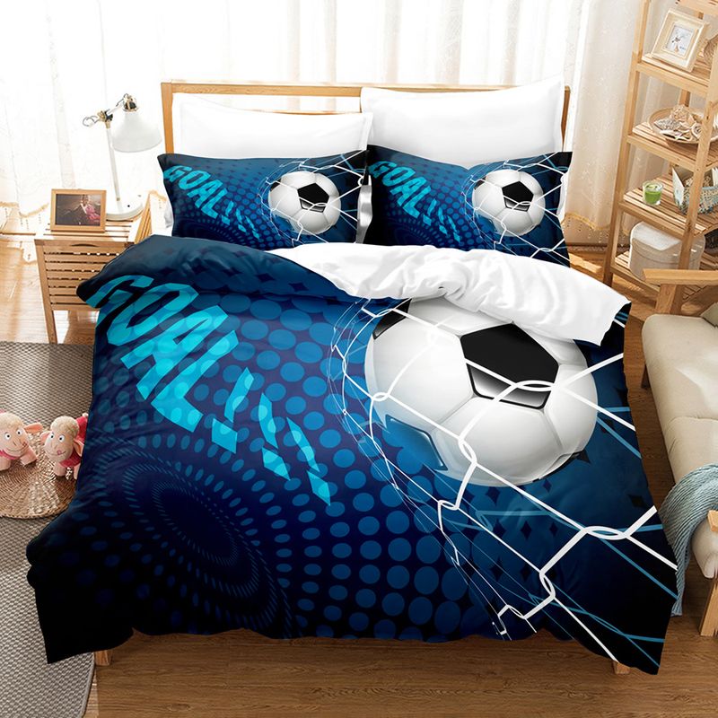 Fußball-Druck Dreiteiliges Set 3D Digital Bettwäsche Set Bettlaken Quilt Set Zweiteiliges Set_voghion.com
