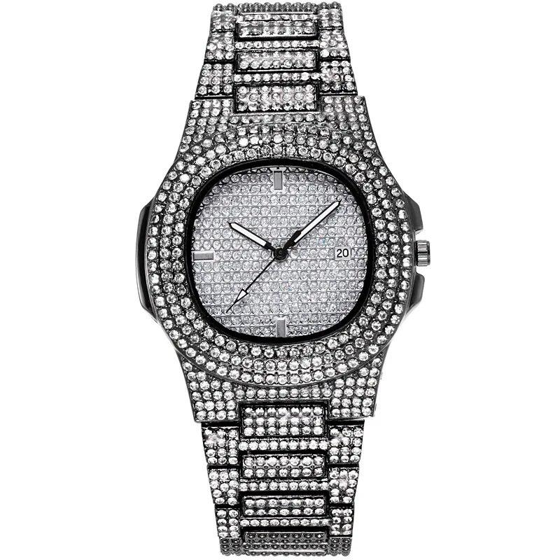 Orologi HIP HOP in oro al quarzo con diamanti ghiacciati di marca con orologio relogio in acciaio inossidabile Micropave CZ_voghion.com