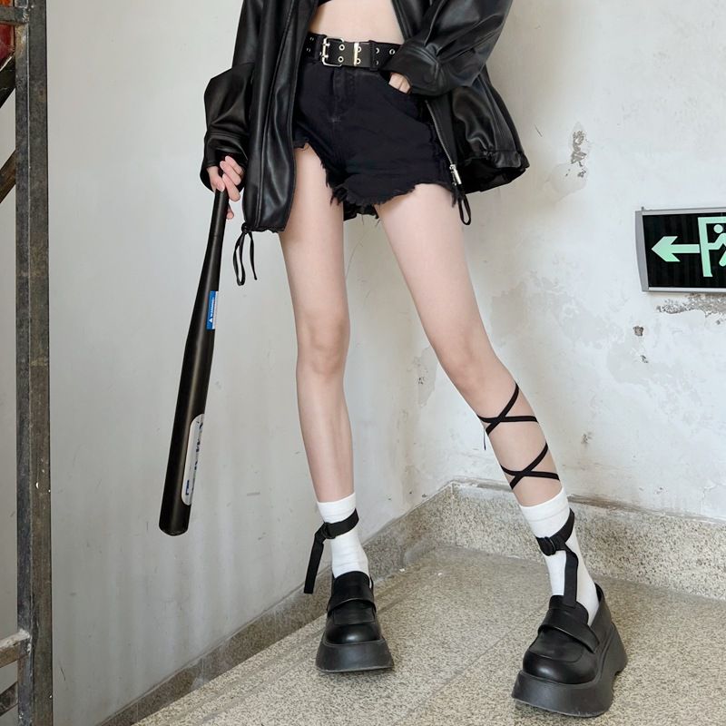 2025d Functional Lace-up Workwear Cool Punk Dark Gothic Hot Girl Style Ins Personality Belt Socks 200_voghion.com