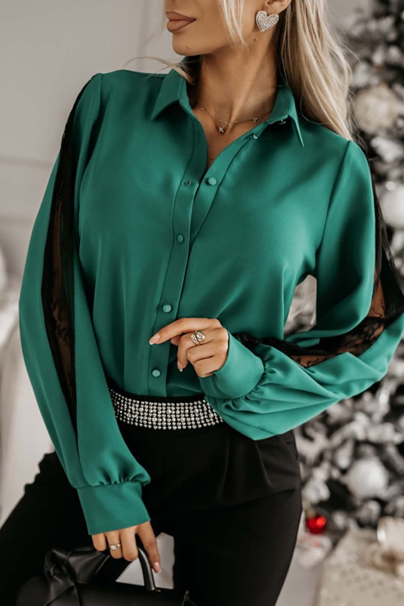 Camicia da donna a maniche lunghe patchwork in rete_voghion.com