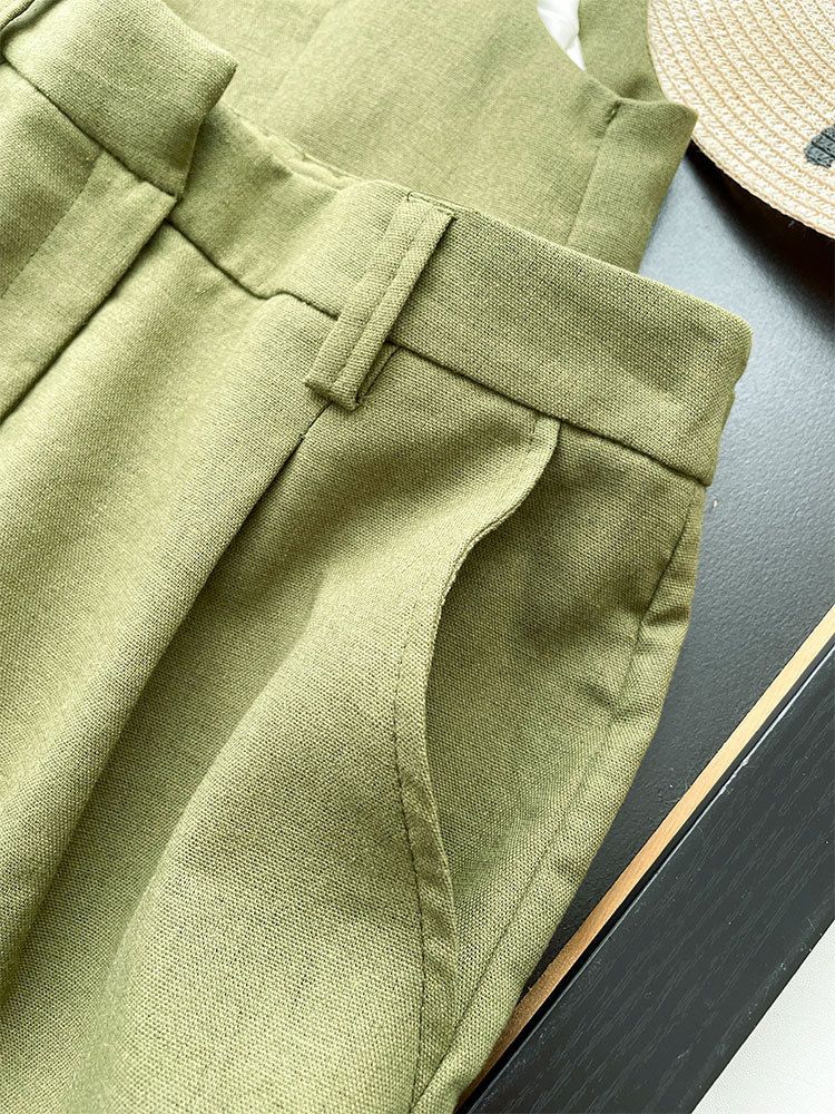 Ropa de mujer sin mangas con cuello en V traje con botones sin mangas chaleco corto traje corto _voghion.com