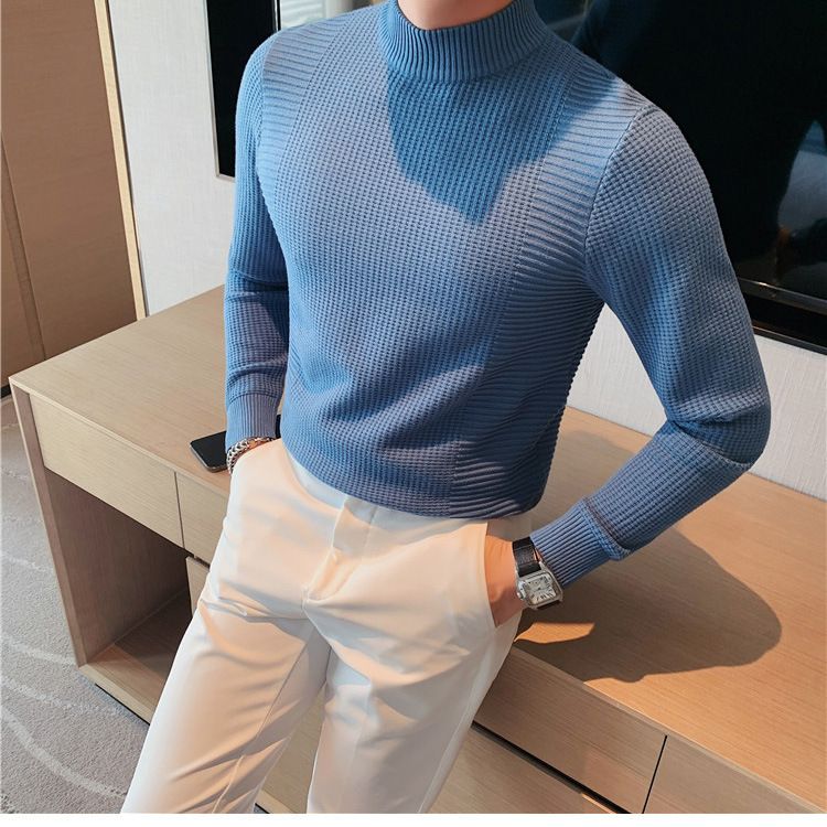 Slim-Fit Mid-Crew Neck Sweater – Lightweight Knit Pullover For Layering (M-XXXL, Poly-Blend Thermal Base Layer, Streetwear Essential)_voghion.com