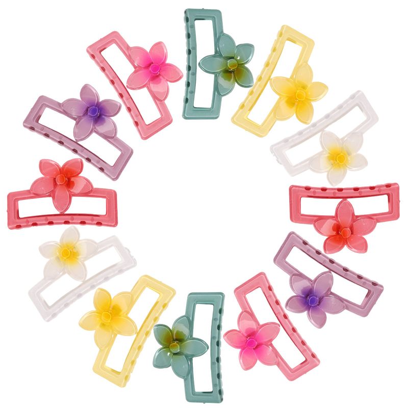 New Hollow Square Flower Clip Jelly Color Gradient Sweet And Fresh Back Of The Head Bun Large Shark Clip_voghion.com