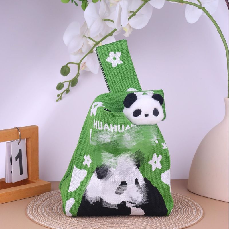 Panda Opa Große Kapazität Gestrickte Schulter Chengdu Mode Reise Urlaub Multifunktionale Tragetasche Handtasche Tote_voghion.com