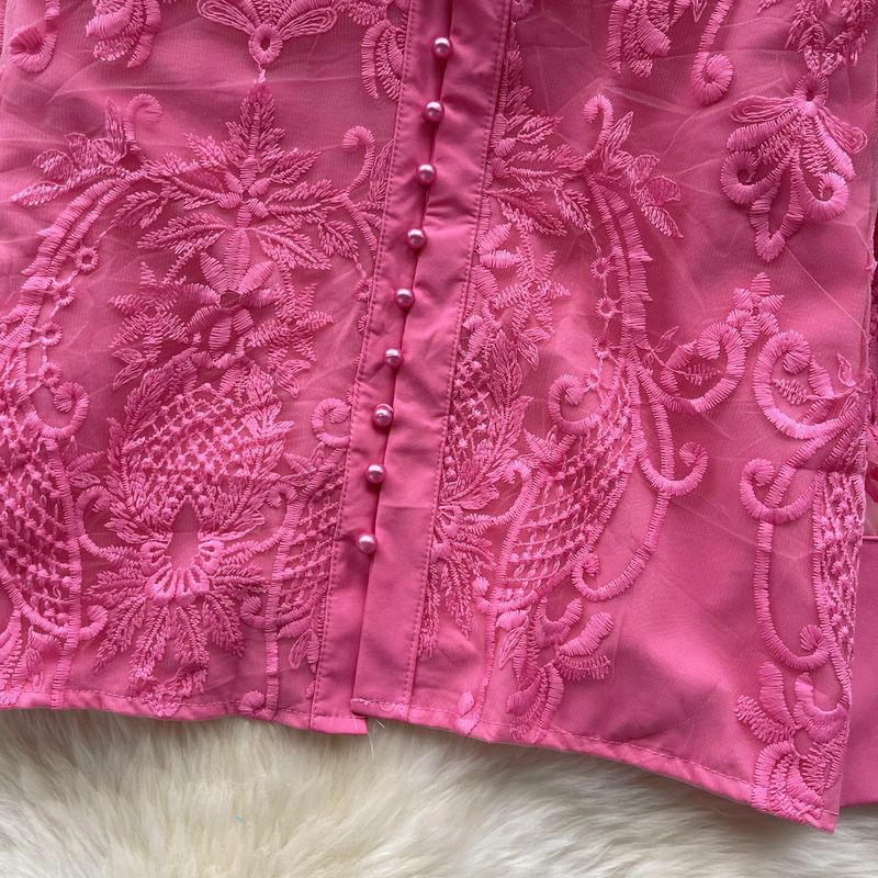Camicetta da donna con ricamo in garza in stile vintage, stile temperamento_voghion.com