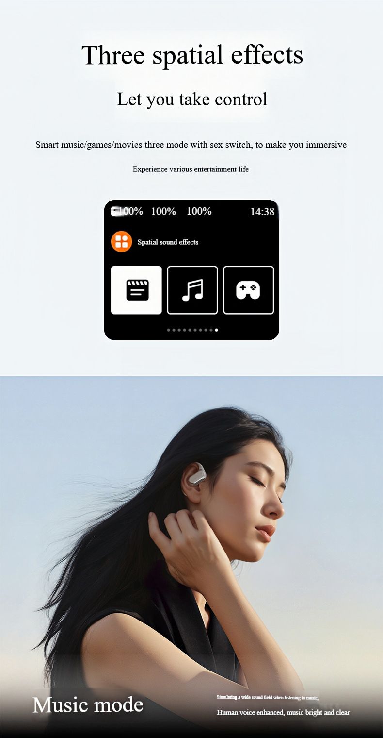 Q18 Smart Touch Screen High-quality OWS Hanging Ear Earbuds_voghion.com