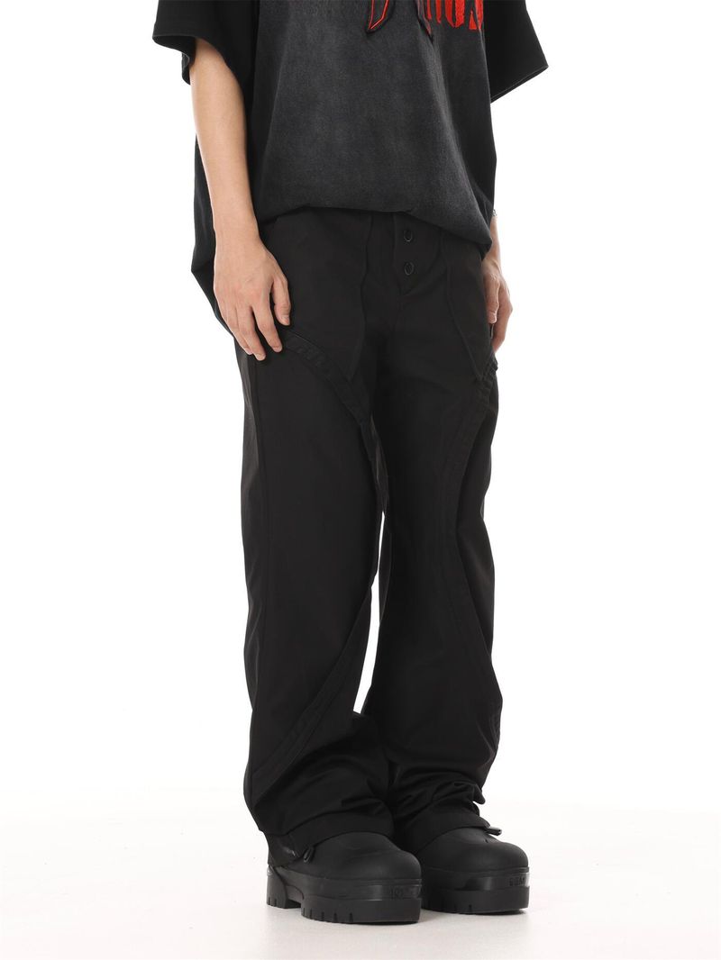 Herrenbekleidung Amerikanische Retro-Vibe-Struktur Lose-Blatt-Design Silhouette Freizeithose High Street Cleanfit Gerade Schlaghose_voghion.com