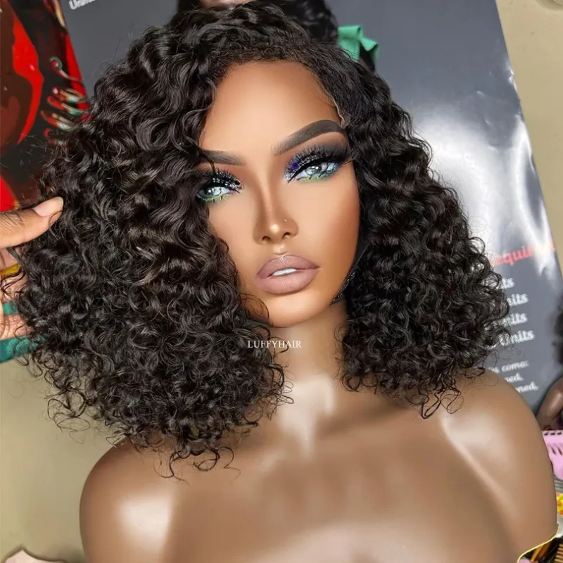 Perruque Bob à base de soie de 16 pouces, cheveux humains ondulés, perruques en dentelle complète à base de soie bouclées pour femmes, perruques brésiliennes bouclées sans colle_voghion.com