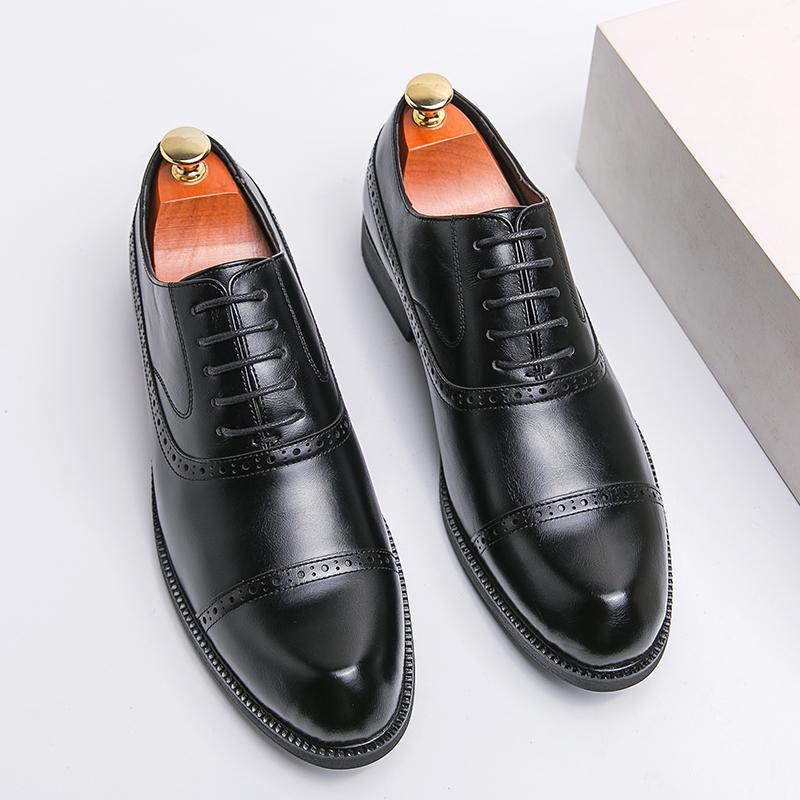 Zapatos Lefu de cuero informales de estilo británico de 2024 con suela blanda y estilo de un solo paso para hombre_voghion.com
