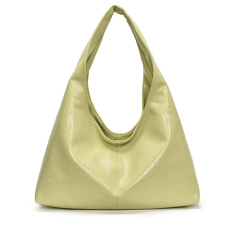Borsa a tracolla da donna in PU tinta unita, stile semplice coreano, casual, stile pigro, di grande capacità, da portare sottobraccio_voghion.com