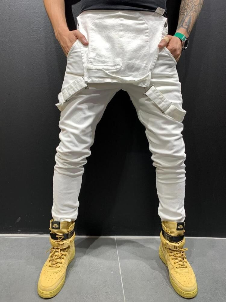 European New Mens Denim Jeans Solid Color Work Overalls Dungarees Bib Jumpsuits Pants Playsuit Trousers Male Clothing_voghion.com