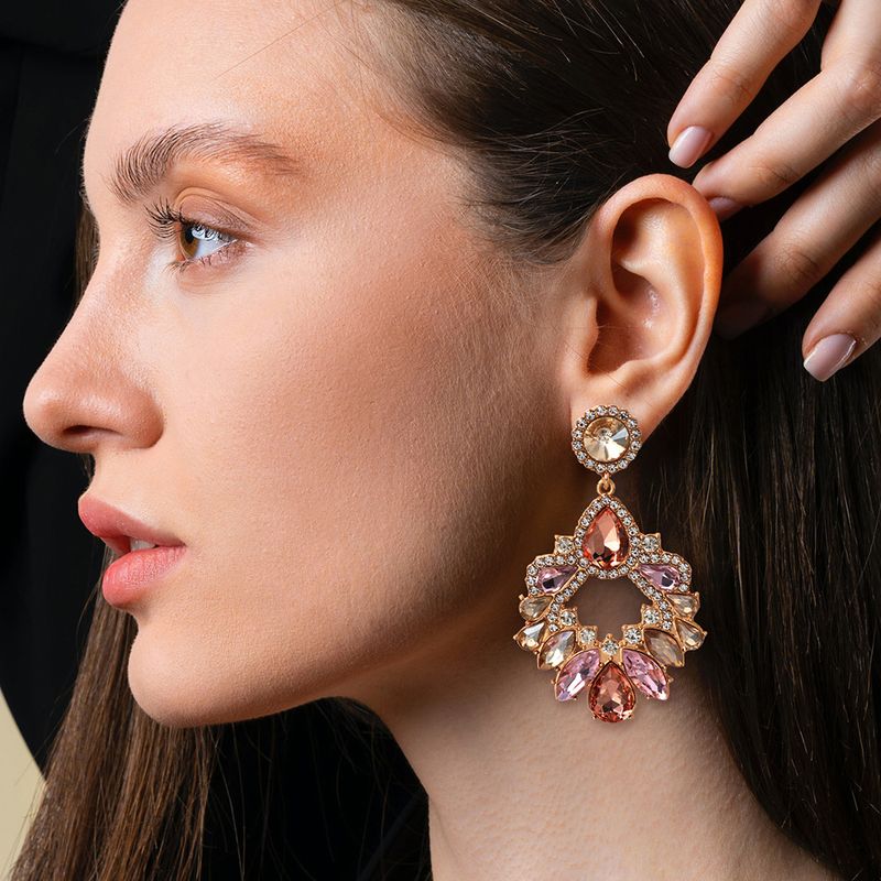 Female earrings geometric shape diamond exaggerated earrings_voghion.com