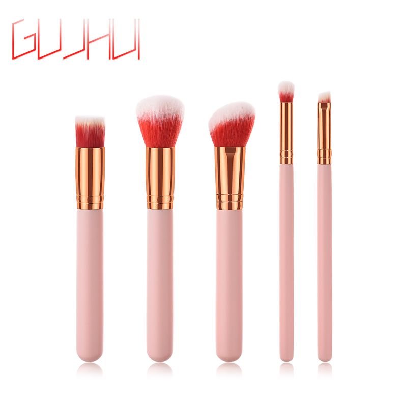Pennelli per trucco da 5 pezzi, strumenti di bellezza, manico in legno Yuncai, tubo per la bocca, capelli in nylon GUJHUI_voghion.com