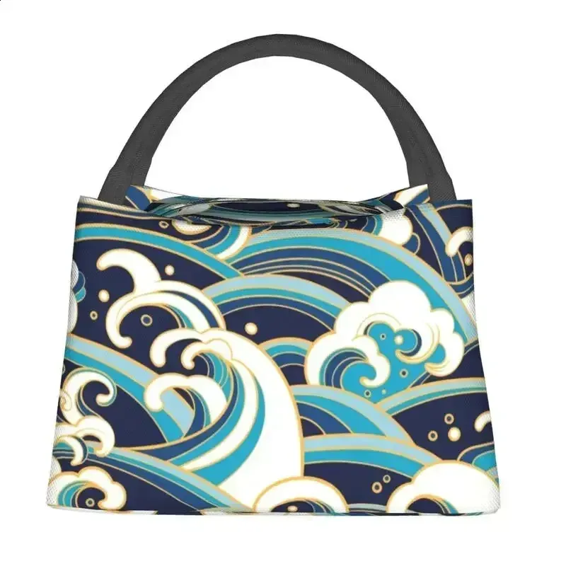 Customized Japanese Ukiyoe Patterned Lunch Bag Mens Warm Cooler Insulated Box For Work Splicing Or Travel 250318l_voghion.com