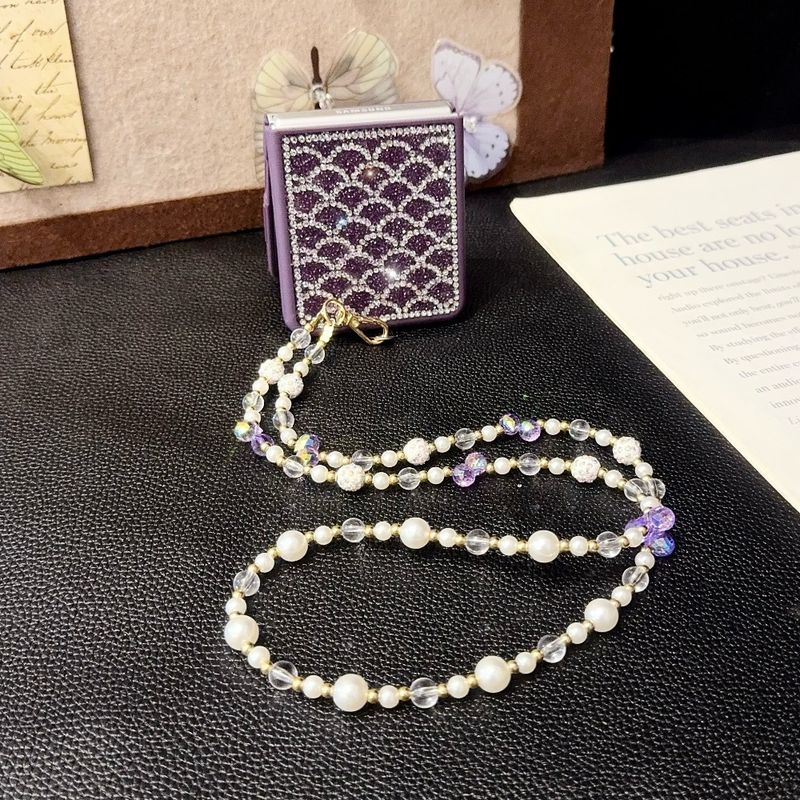 Fischschuppenmuster Glitzer Bling Handyhülle für Samsung Galaxy 6 5 4 3 Dia Z Flip 7 Lange Lanyard Cover_voghion.com