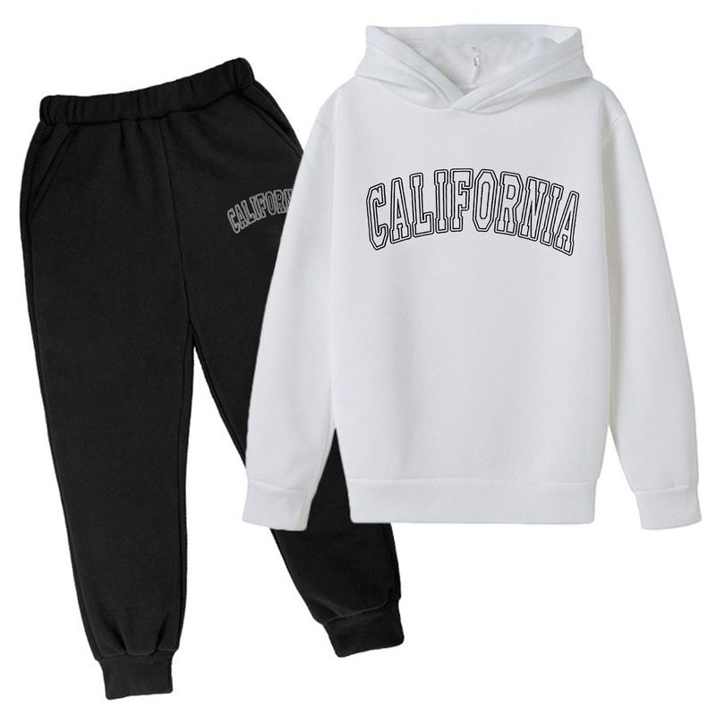 Nuovo set di felpa con cappuccio floreale alla moda per bambini, top e pantaloni_voghion.com
