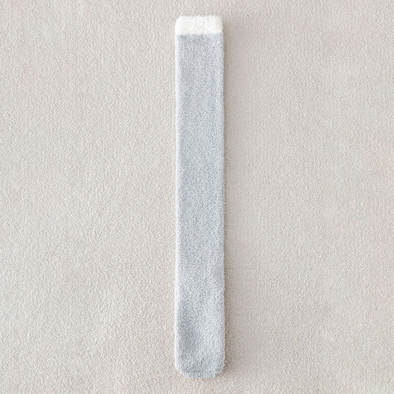 Calzini lunghi sopra il ginocchio da donna, stile college, autunno e inverno, JK Extended, in pile di corallo spesso, da donna_voghion.com