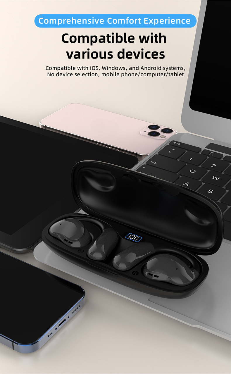 YJ11 Căști Bluetooth Tip cârlig pentru ureche Non-in-ear OW Căști cu sunet extern Căști stereo sport cu două urechi și compartiment_voghion.com