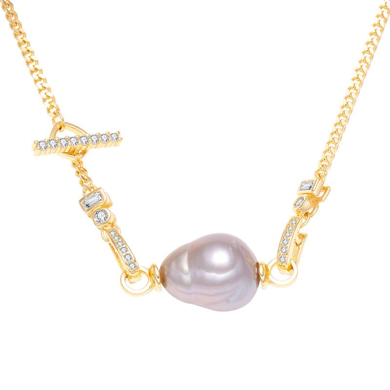 Pearl Accessories S Pure Baroque Irregular Necklace For Women Detachable Multi-Wa Cuban Chain Empt Mount Silver_voghion.com
