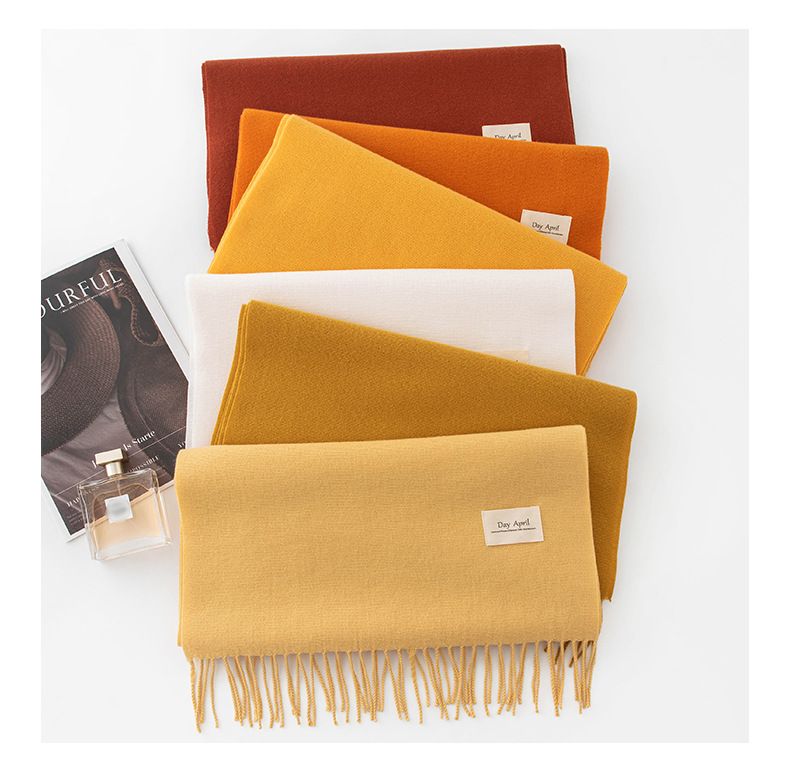 Nieuwe effen Maillard kasjmiersjaal voor dames in de herfst en winter, een high-end gevoel, veelzijdig in Koreaans_voghion.com