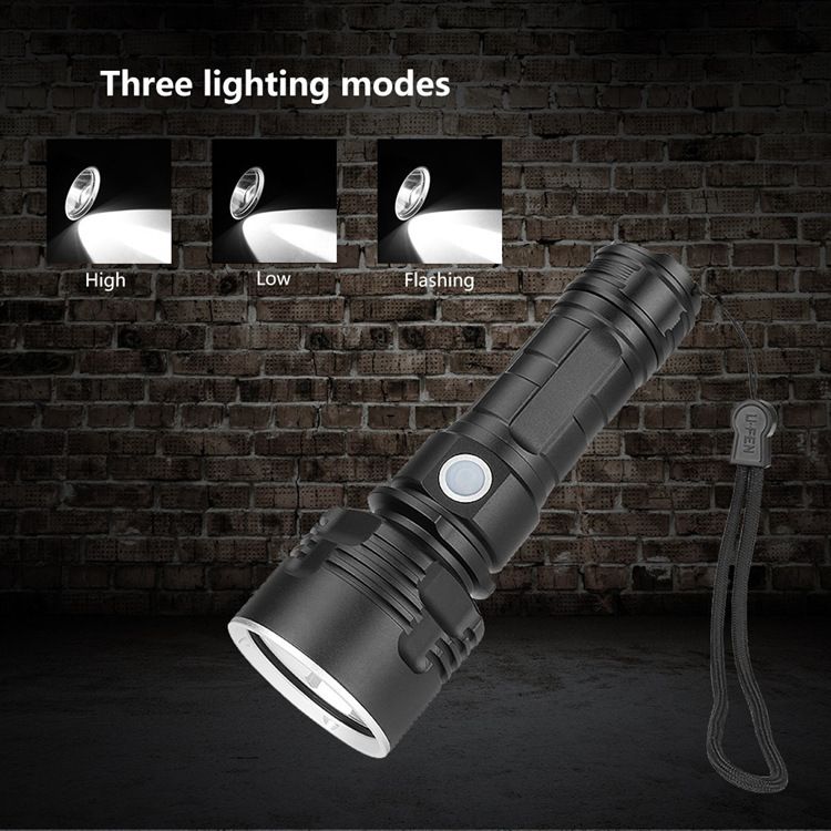 Zaklamp, sterk licht opladen, ultra heldere lange afstand LED, draagbare, multifunctionele, duurzame zaklamp voor huishoudelijk gebruik_voghion.com