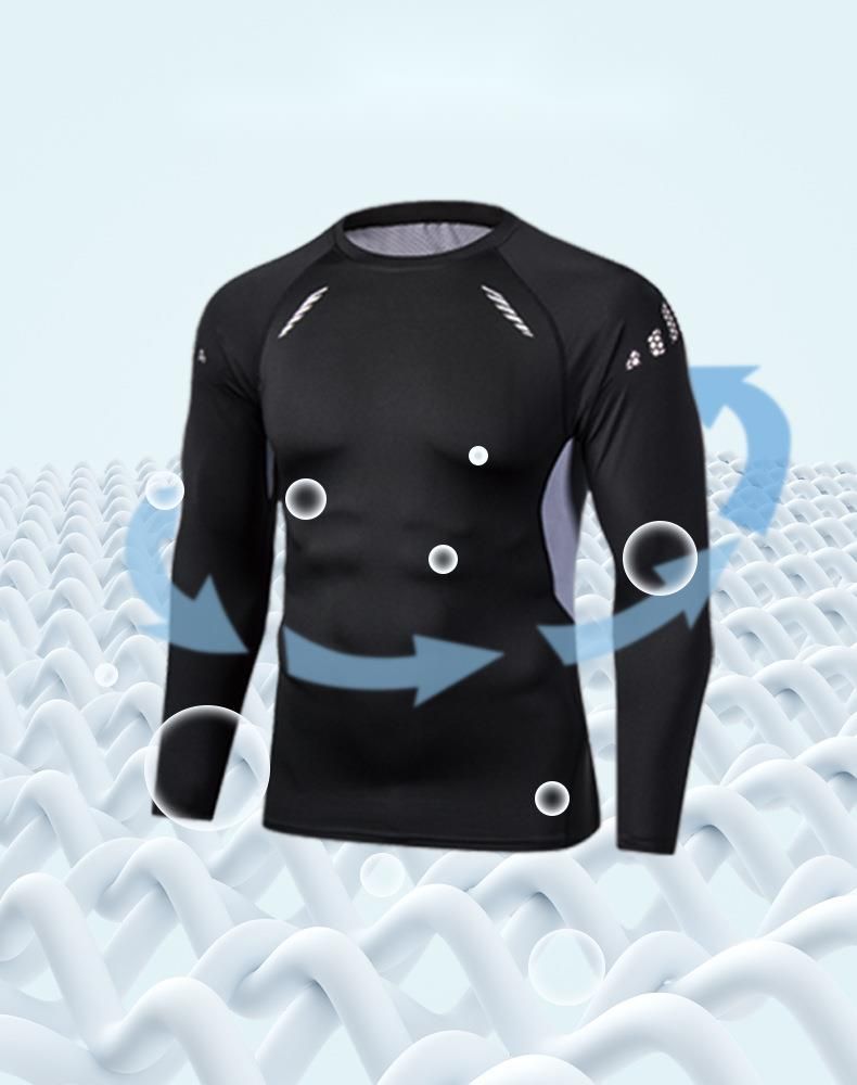 Sport Schnelltrocknend Herren Enganliegend Lauftraining Fitness Hochelastisch Schweißableitend Atmungsaktiv Langarm Radsport_voghion.com