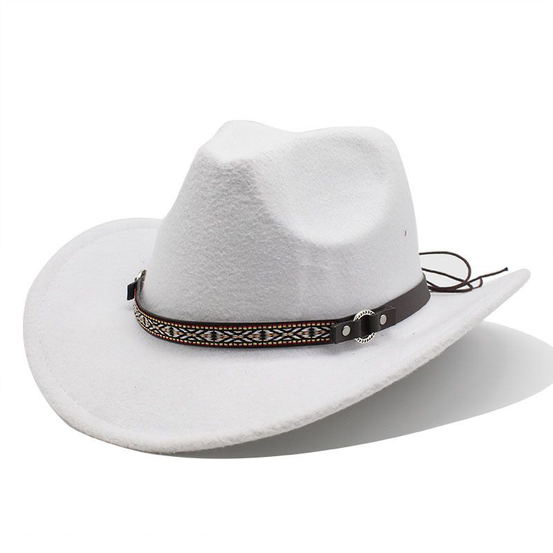 Unisex Woolen top hat Western cowboy Western cowboy hat autumn and winter woolen_voghion.com