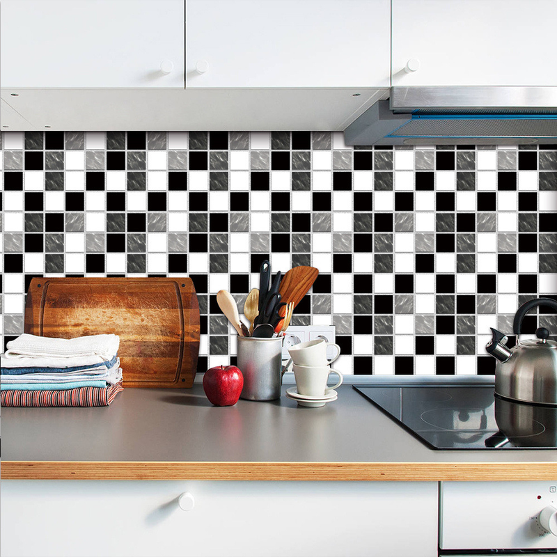 MSC077-0923D Mosaik Krystal Flise Klistermærke Glas Tile DIY Vandtæt selvklæbende vægklistermærke_voghion.com