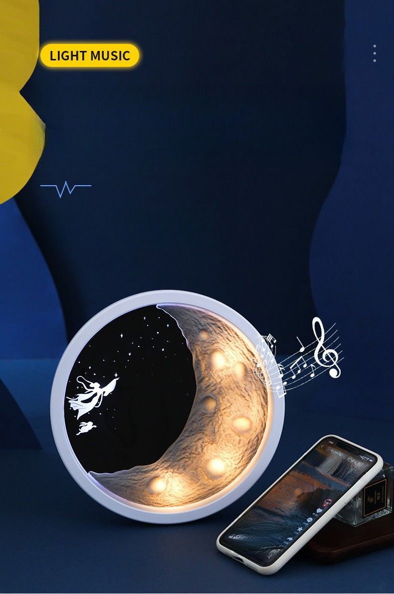 Altavoz Bluetooth inalámbrico Chang'e Flying To The Moon, luz nocturna de ambiente para dormitorio, adorno de estilo antiguo Qixi_voghion.com
