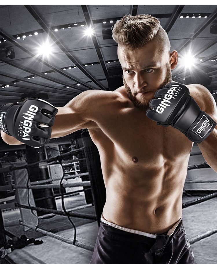 Demi-ensemble de gants de boxe pour adultes, hommes et femmes, cinq doigts, respirants, pratiques, d'entraînement au Combat, Sanda Fighting_voghion.com