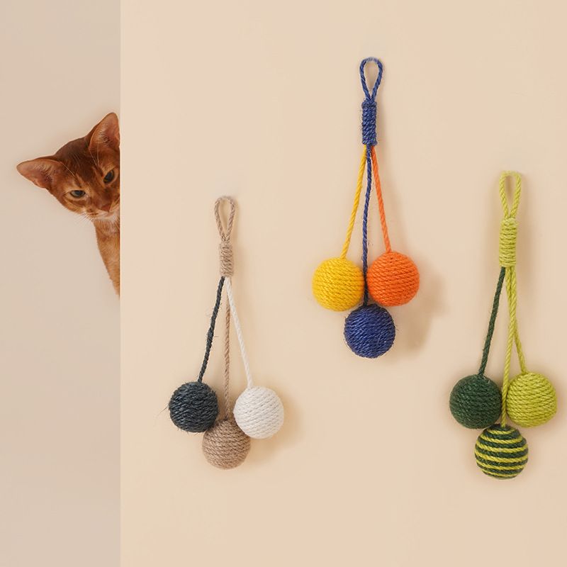 Zeze Teaser Wand Durable Chew Catnip Ball Set Cat Toy Self-Entertainment Kitten Pet_voghion.com