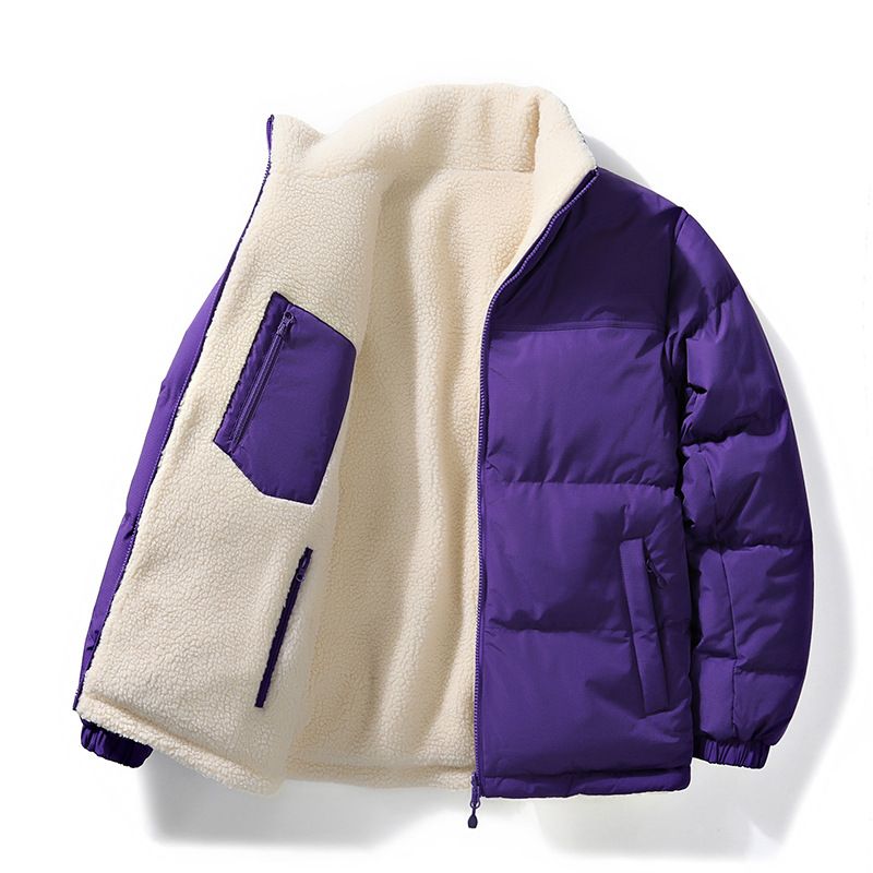Casaco de lã de cordeiro de novo estilo de inverno masculino de algodão com pelúcia e pão grosso, casaco de algodão quente solto de dupla face para mulheres_voghion.com