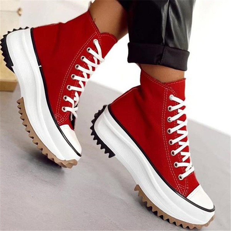 Single shoes 2023 new high-top thick-soled canvas shoes women's foreign trade large size viscose shoes casual flat-heeled canvas shoes in stock_voghion.com