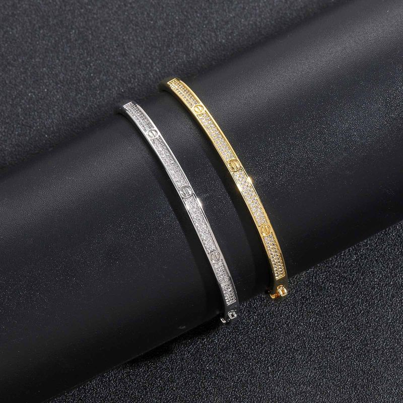 Unisex Hip Hop Neues zweireihiges Zirkonarmband Kupfer eingelegter Zirkon Männer und Frauen Hip Hop Armband Einfaches Trendarmband_voghion.com