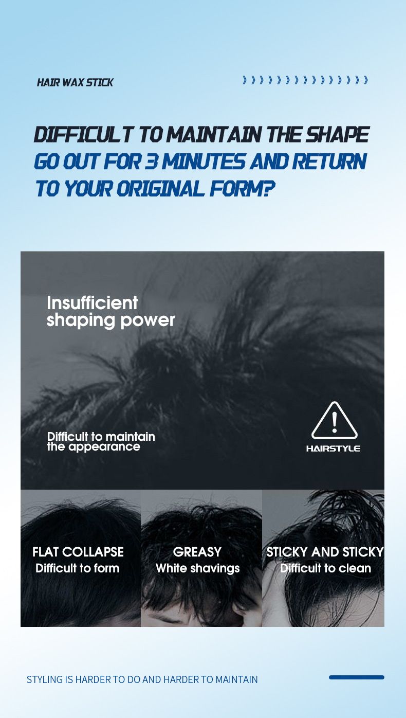 TVLV Wosk do stylizacji włosów dla mężczyzn Mocny lakier do włosów Zapach Gładki utrwalony wosk do włosów w sztyfcie Żel 40g_voghion.com