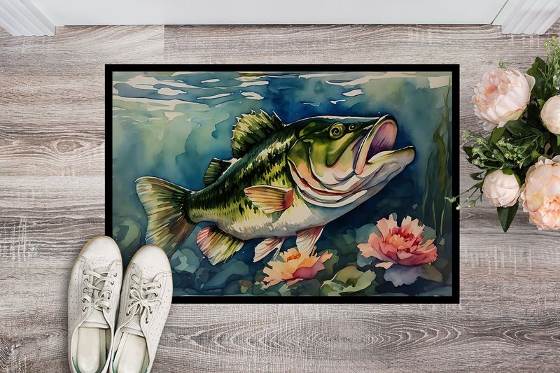 Largemouth Bass Doormat Front Door Mat Indoor Outdoor Rugs For Entryway, Non Slip Washable Low Pile, 24H X 36W_voghion.com