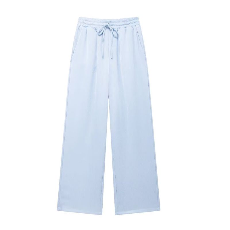Roupas femininas estilo de rua com efeito amassado, blazer trespassado, calças com efeito amassado_voghion.com
