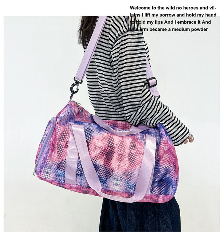 Tie Dyed Mesh Travel Bag Beach Vacation Large Capacity Mesh Bag Travel Bag Mesh Backpack_voghion.com