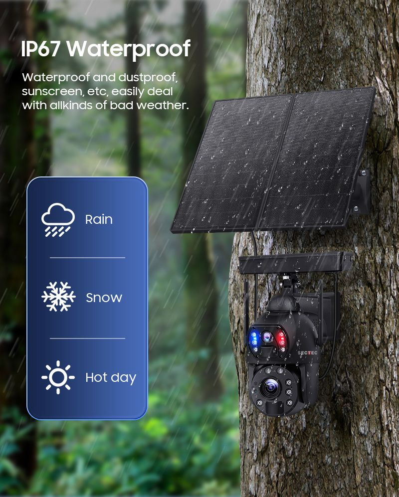 Outdoor Solar 4G Security Camera - Dual-Lens HD Surveillance Low Power Consumption Weatherproof Night Vision AI Motion Detection Wireless Monitoring_voghion.com