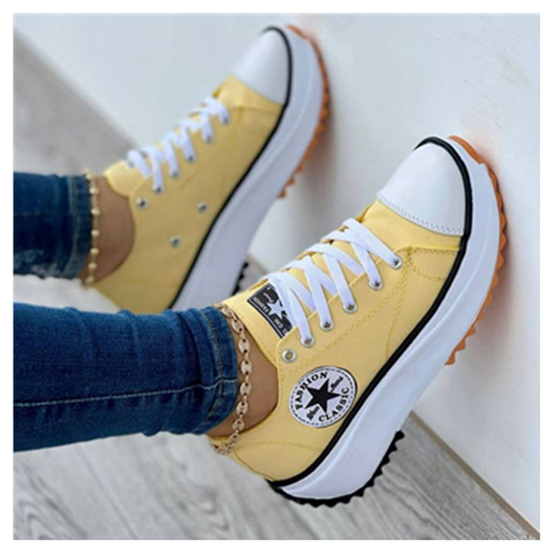 2023 New Spot Women's Spring And Autumn Canvas Shoes Breathable High-top casual women's thick-soled lace-up shoes_voghion.com