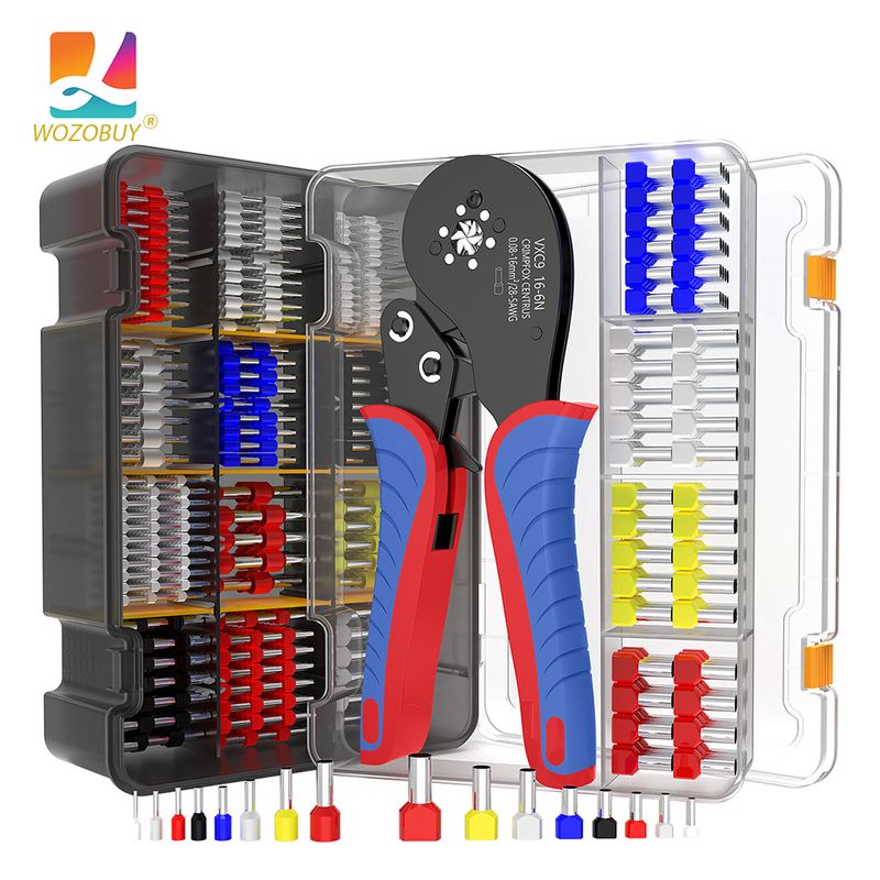 9 16-6N Hexagonal Wire Crimper, Ratcheting & Self-adjustable Crimping Plier Tool Set 0.08-16mm² 28-5AWG For Tubular_voghion.com
