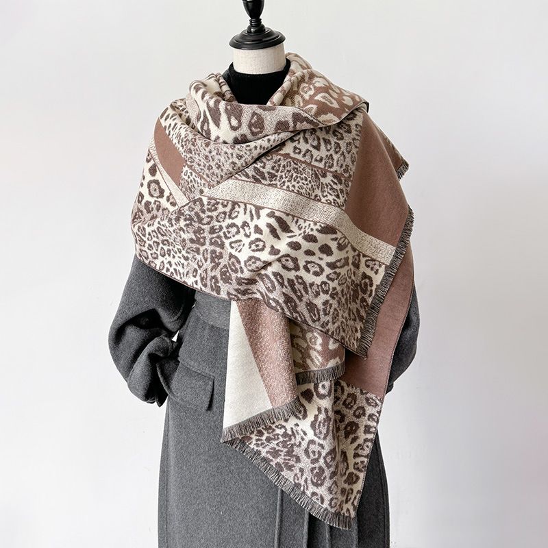 Automne et hiver nouveau motif léopard mode cachemire femme polyvalent luxe doux, respirant, confortable,_voghion.com