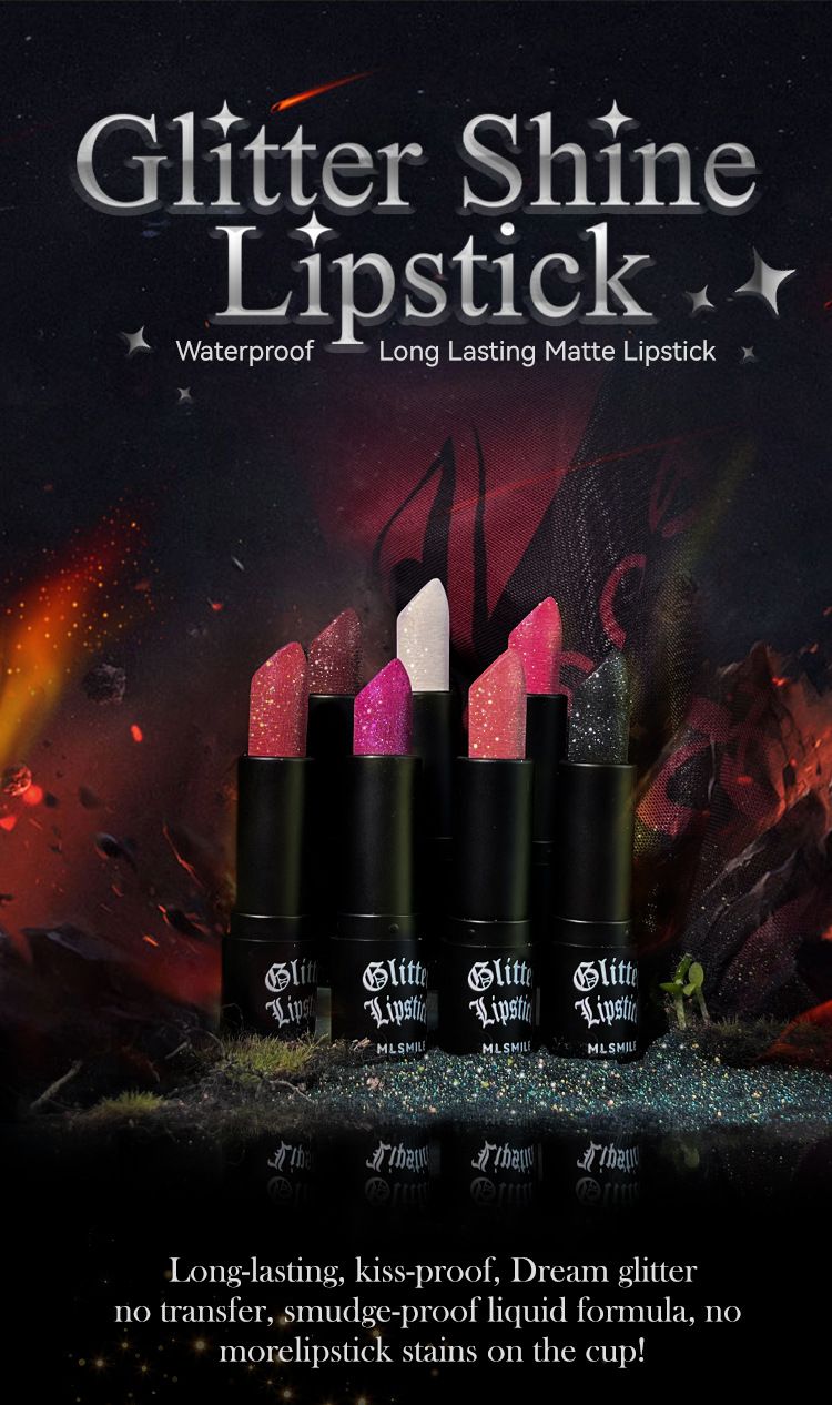 Batom Matte Antiaderente com Glitter Explosivo e Diamante, Maquiagem de Halloween com Vampiro Sombrio
_voghion.com