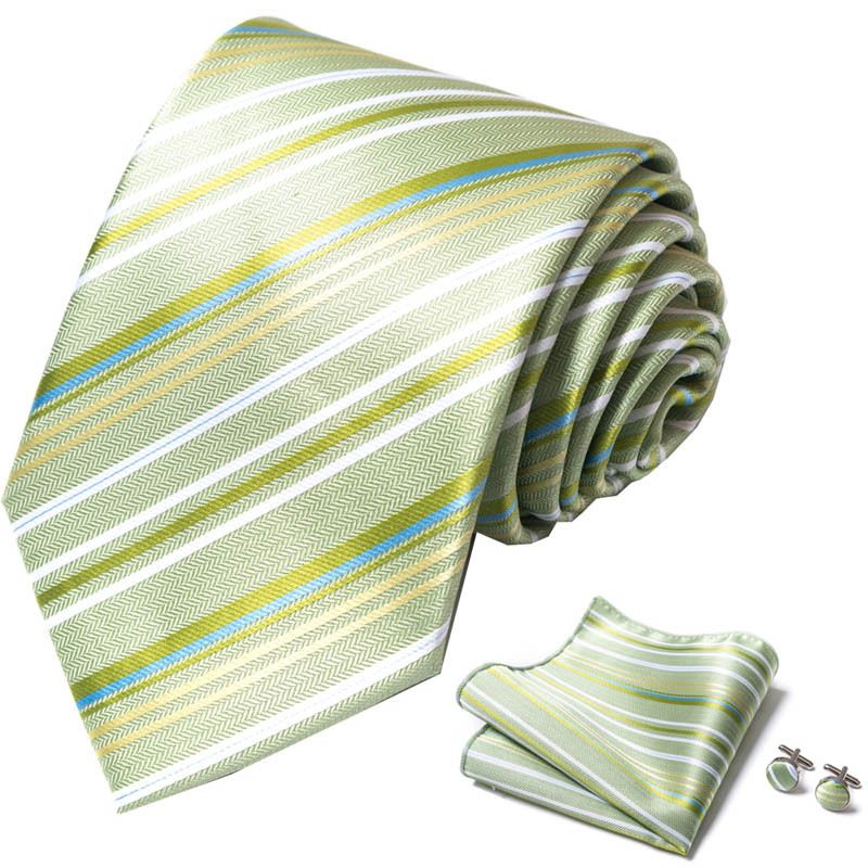 Corbata de seda de poliéster de alta calidad unisex para hombre, corbata formal de color sólido, bolsillo, toalla, gemelos, juego de jacquard_voghion.com