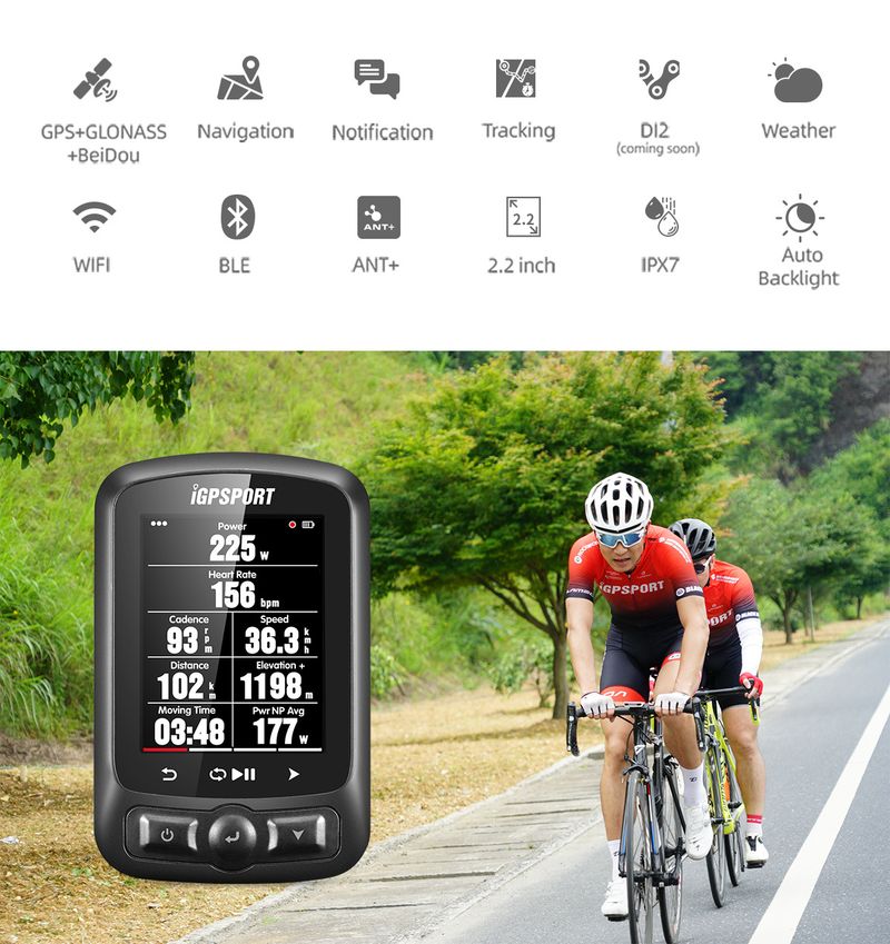 Englisch IGS620 Smart GPS Fahrradcomputer Radfahren Navigation Straße Mountainbike_voghion.com
